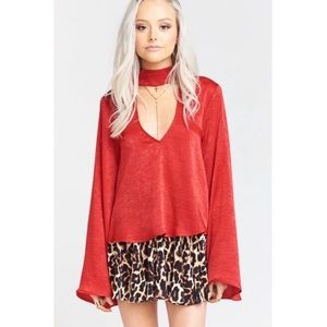 Show me your Mumu Olsen Top Flare Sleeve Mock Neck Red